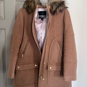 J. Crew Women's Brown Utility Jacket with Faux Fur